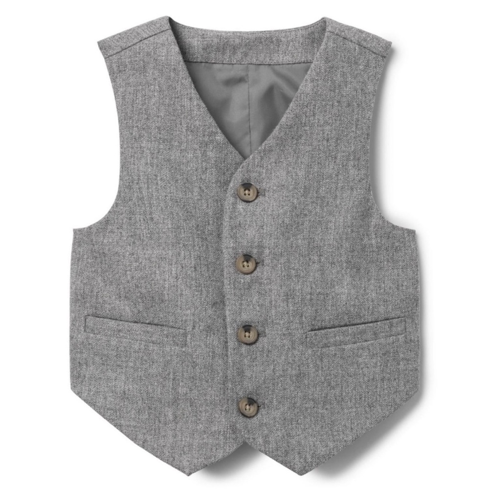 Janie and Jack Gray Herringbone Suit Vest 18m